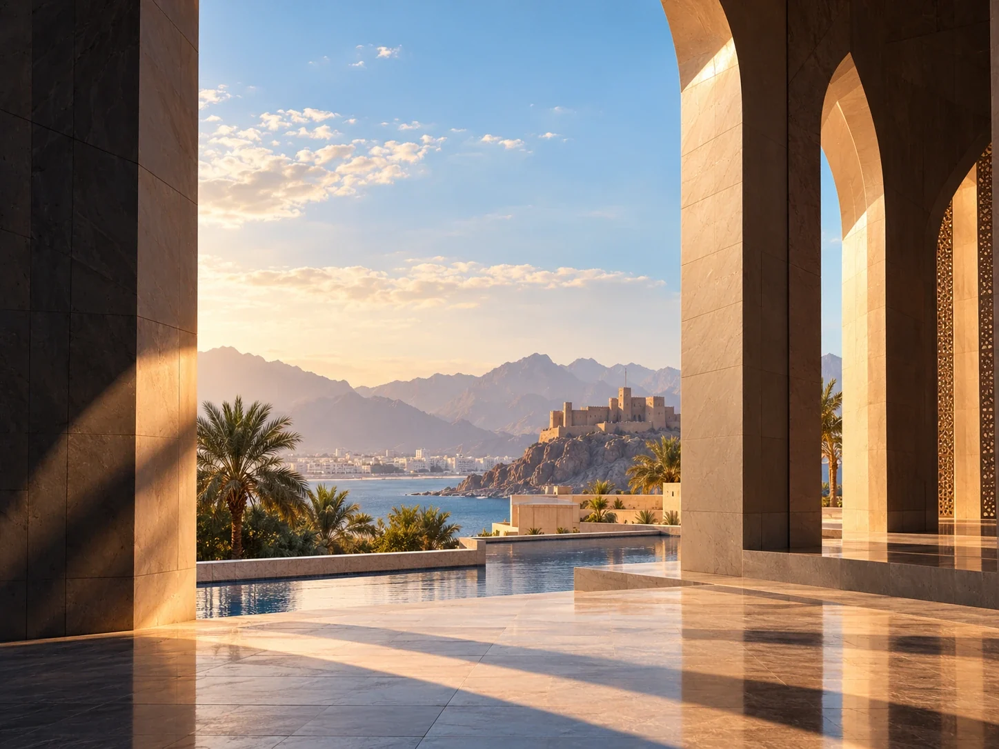 Contemporary Omani architectural scene used to represent local context